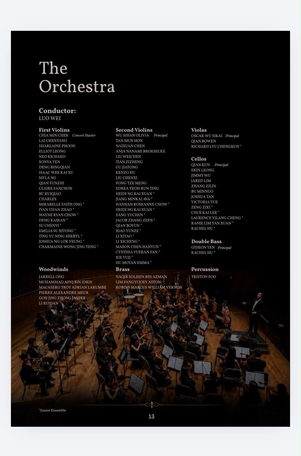 The orchestra programme page for the August 9 performance